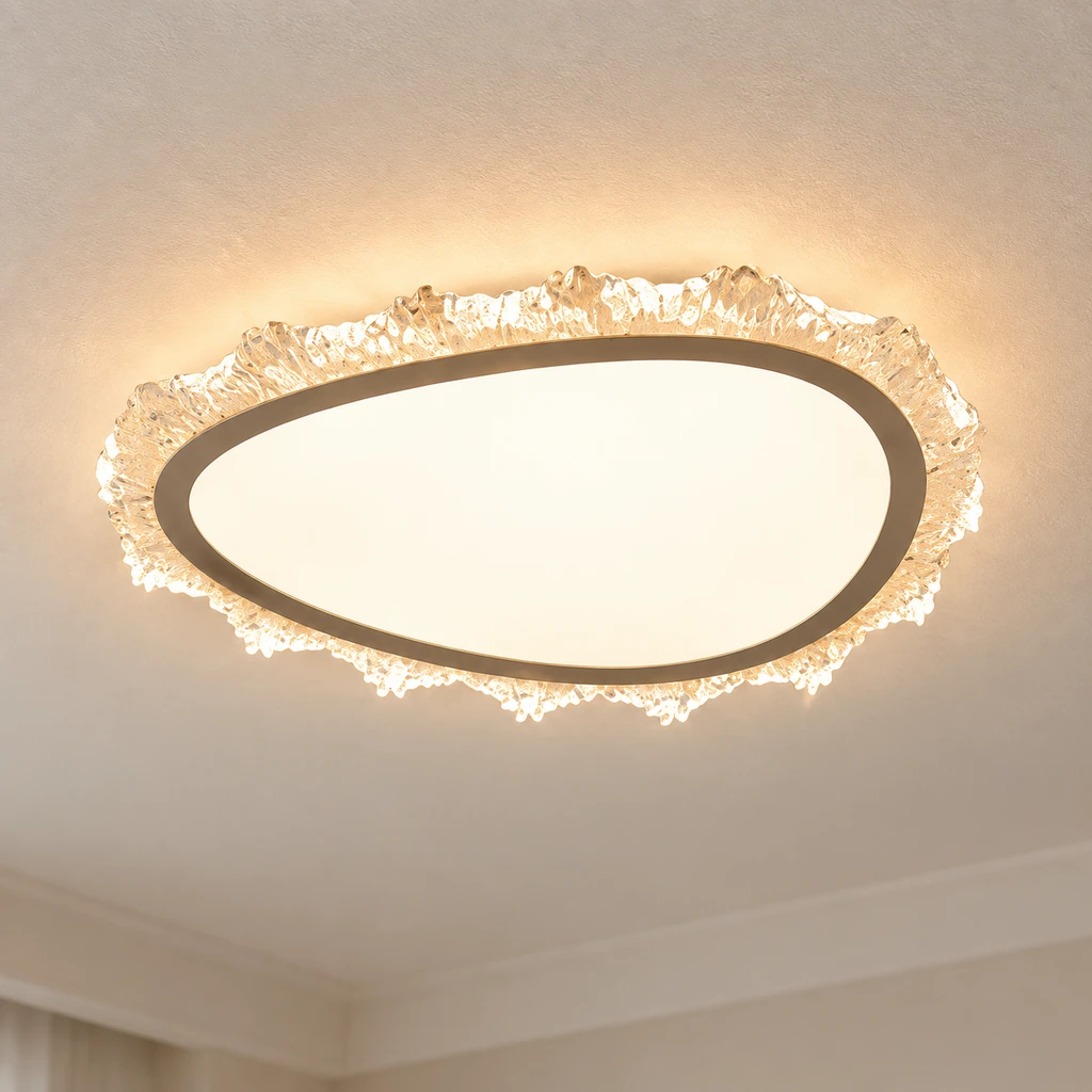 Aurora sculpted metal flush mount with white diffuser