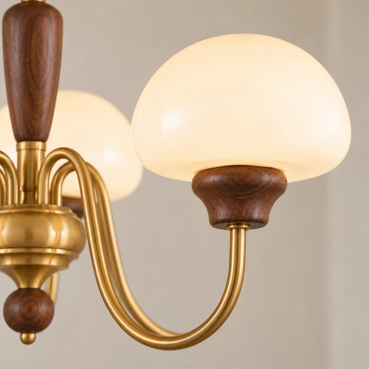 Frosted milk-glass dome shade detail