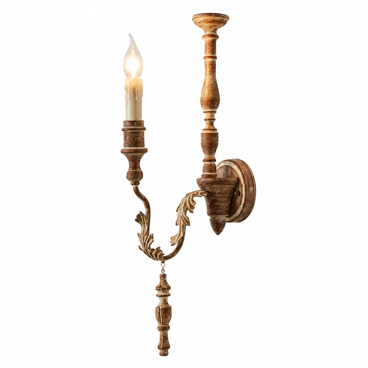 Clara Vintage Carved Wood Wall Sconce — identity