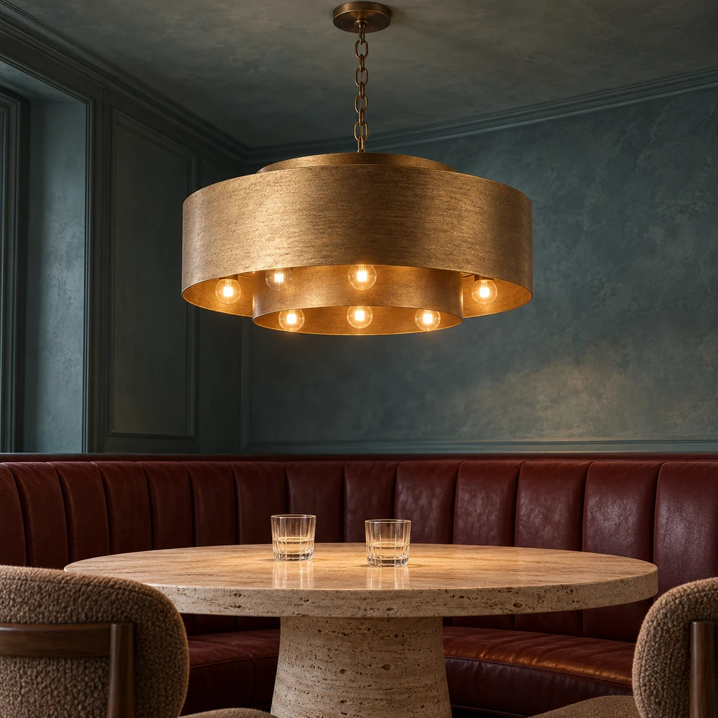 Isla pendant in a tailored lounge setting