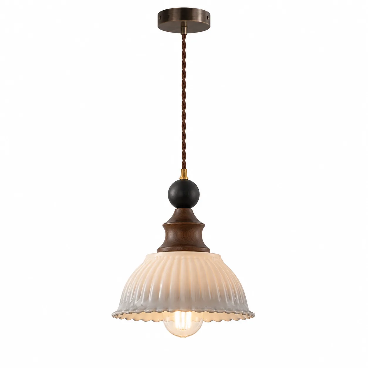 Walnut ceramic pendant