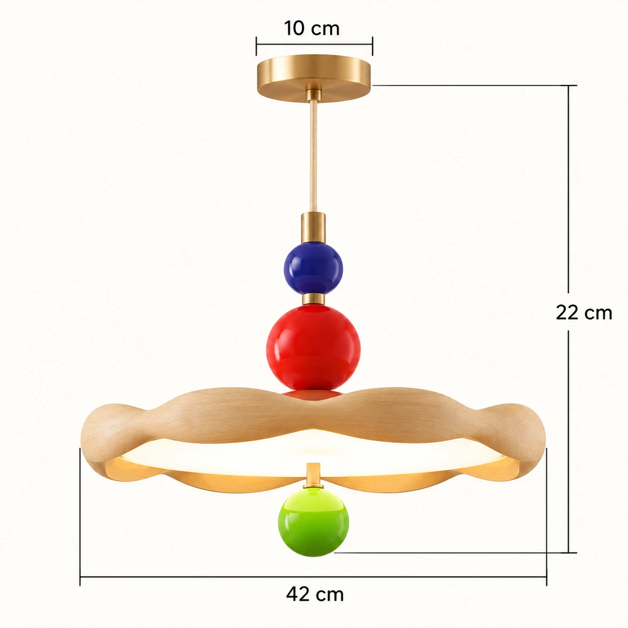Dimension diagram diameter 42 cm height 22 cm canopy 10 cm