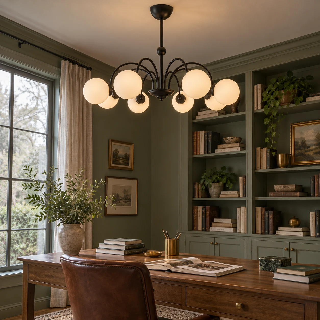Mado chandelier in a study workspace