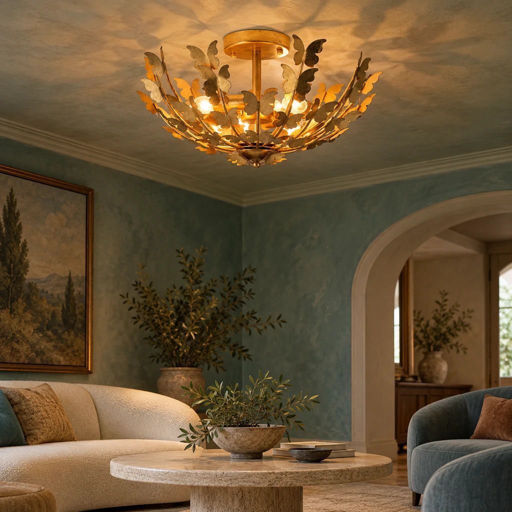 Elena butterfly ceiling light in a boutique guest lounge