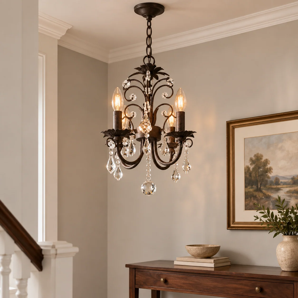 Amelia French Crystal Iron Chandelier — scene