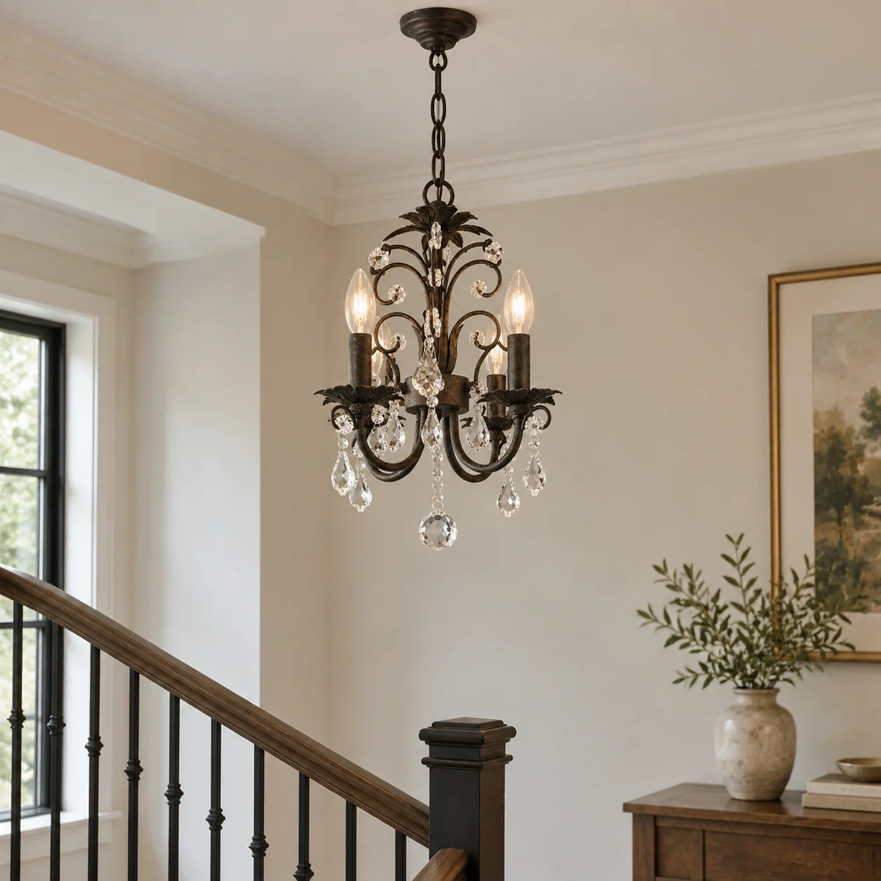 Amelia French Crystal Iron Chandelier — scene