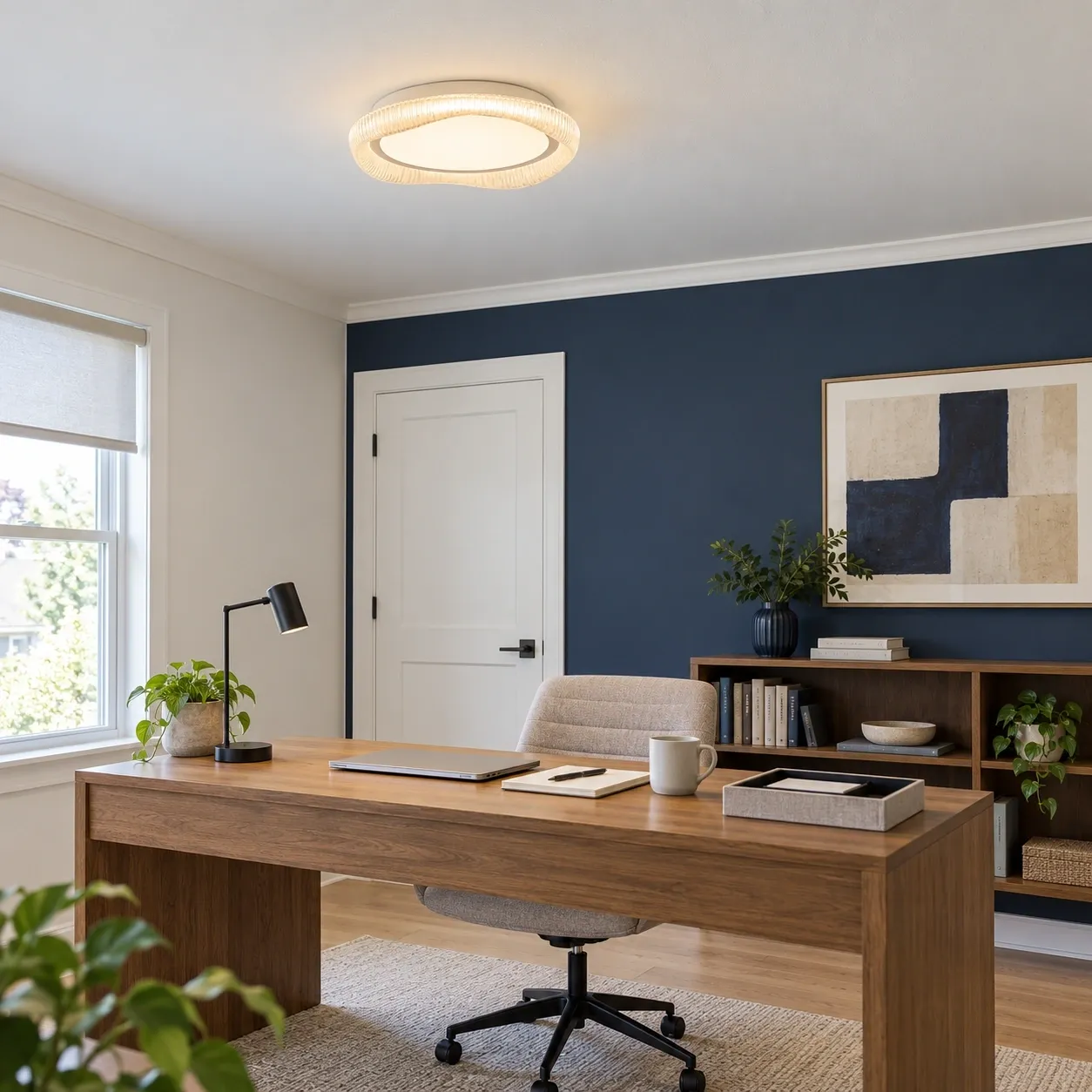 Sofia flush mount in an American home office