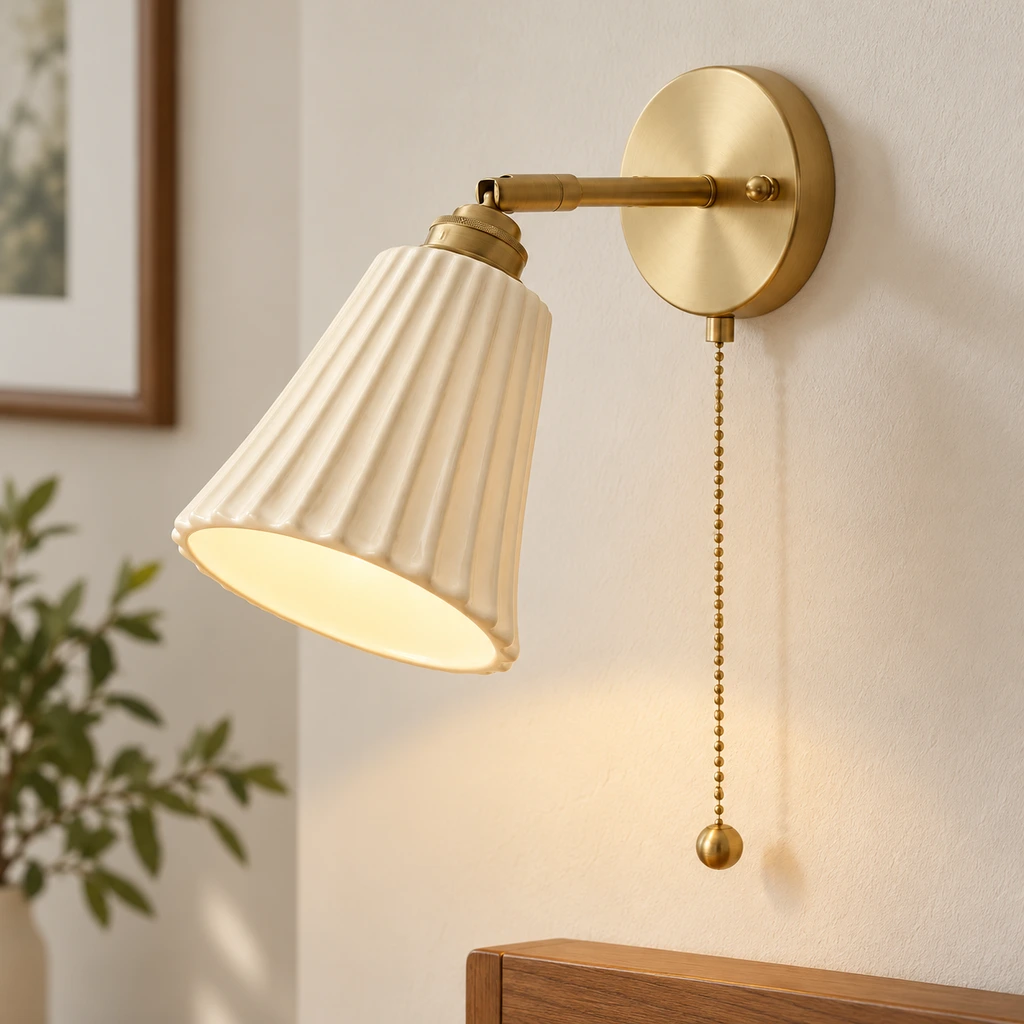 Elena Nordic Ribbed Copper Ceramic Wall Sconce product image 1