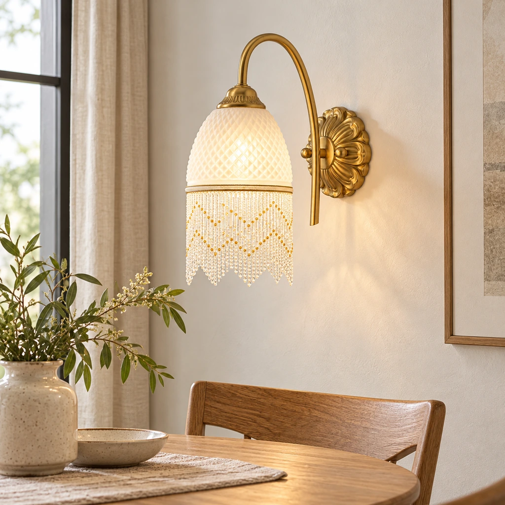 Mara Vintage Tassel Iron Glass Wall Sconce product image 2