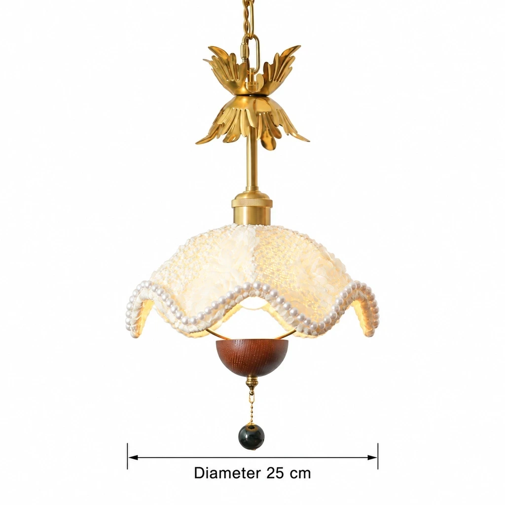 Sophie Floral Fabric Iron Pendant Light verified dimensions