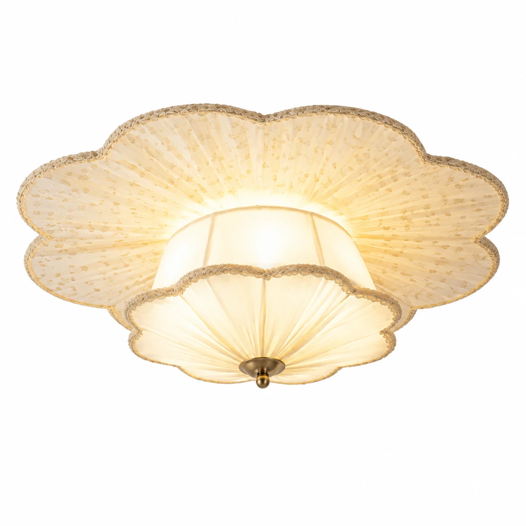 Elise pleated fabric ceiling light on white