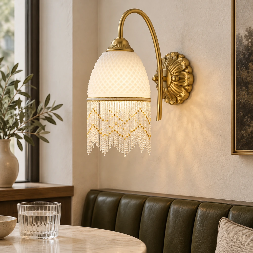 Mara Vintage Tassel Iron Glass Wall Sconce product image 7