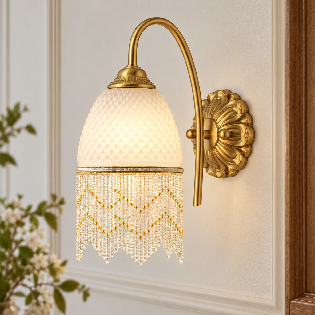 Mara Vintage Tassel Iron Glass Wall Sconce product image 1