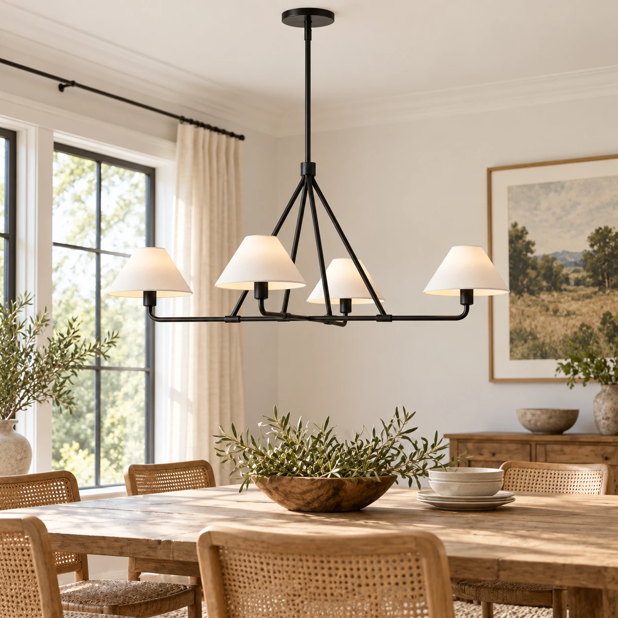 Maren Vintage 4-Light Iron Chandelier in a residential interior