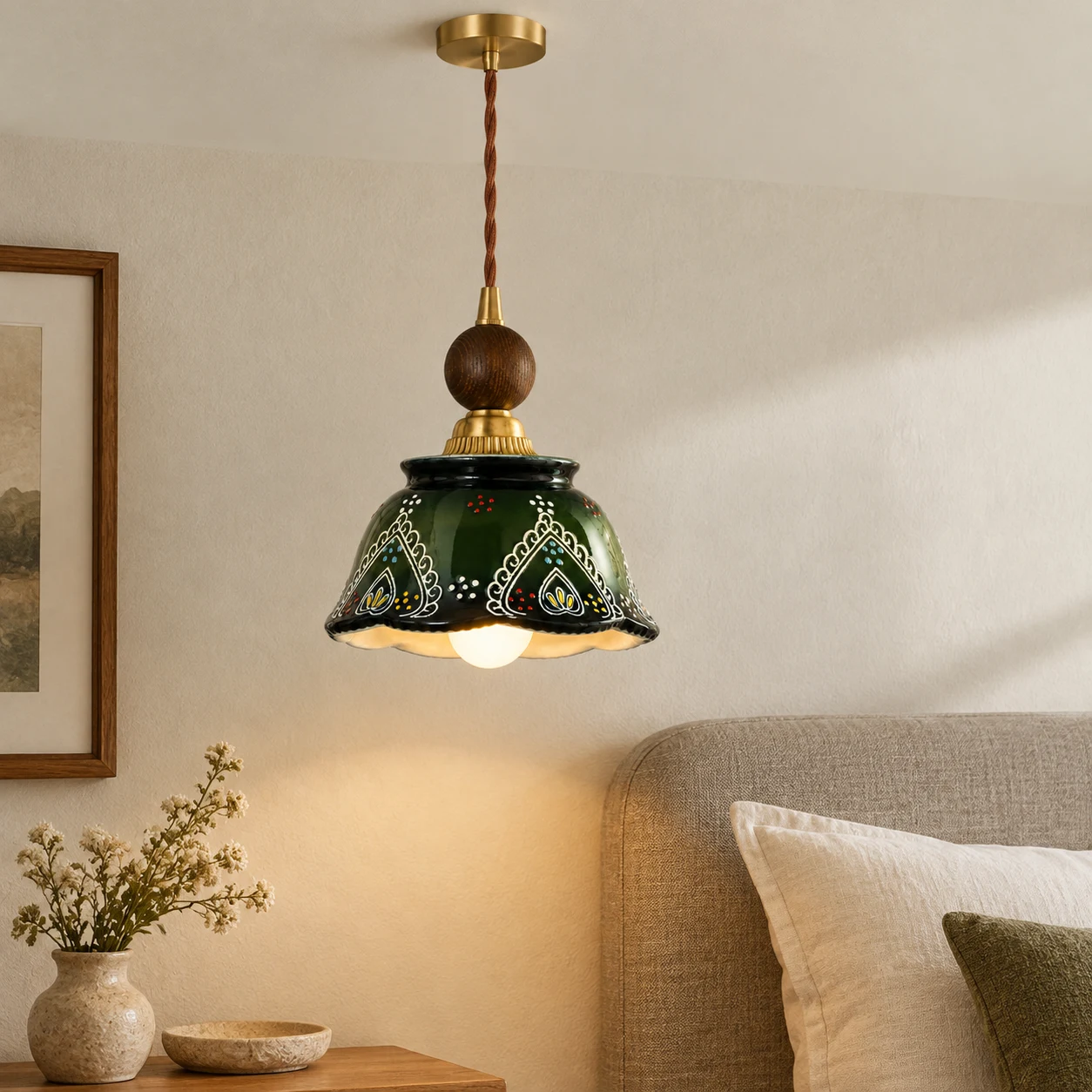 Clara pendant beside a bedroom corner
