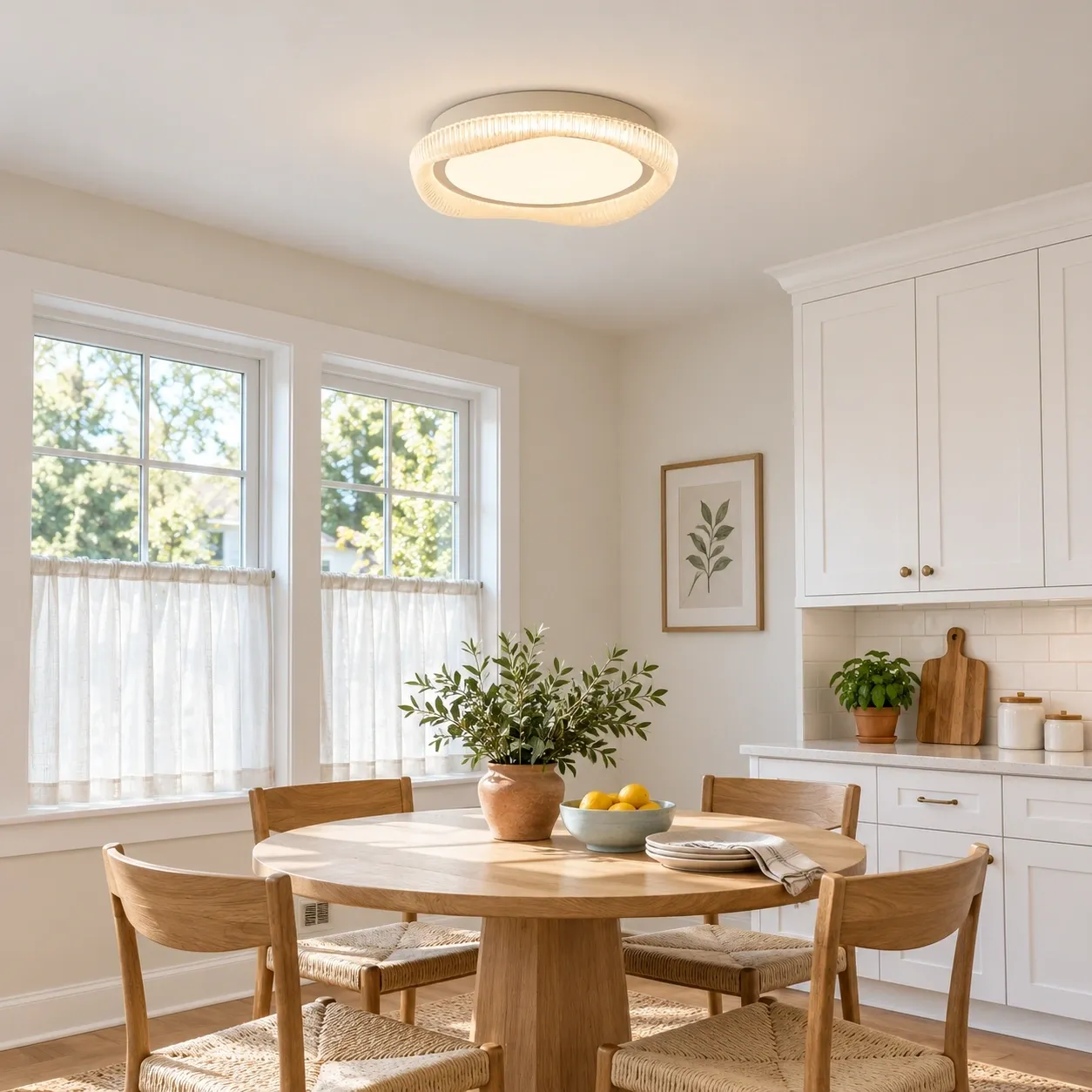 Sofia flush mount above a breakfast nook