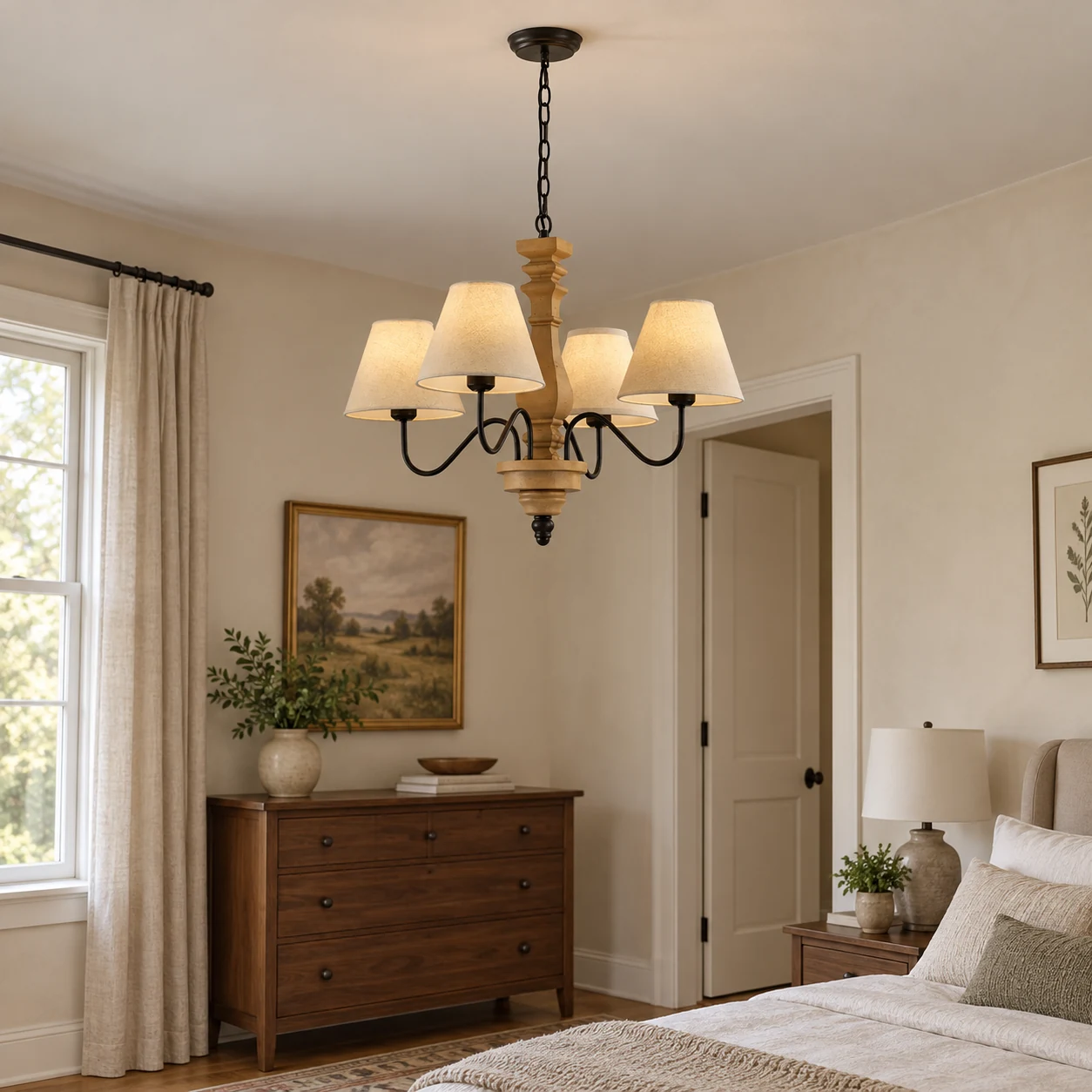 Mara chandelier in a bedroom