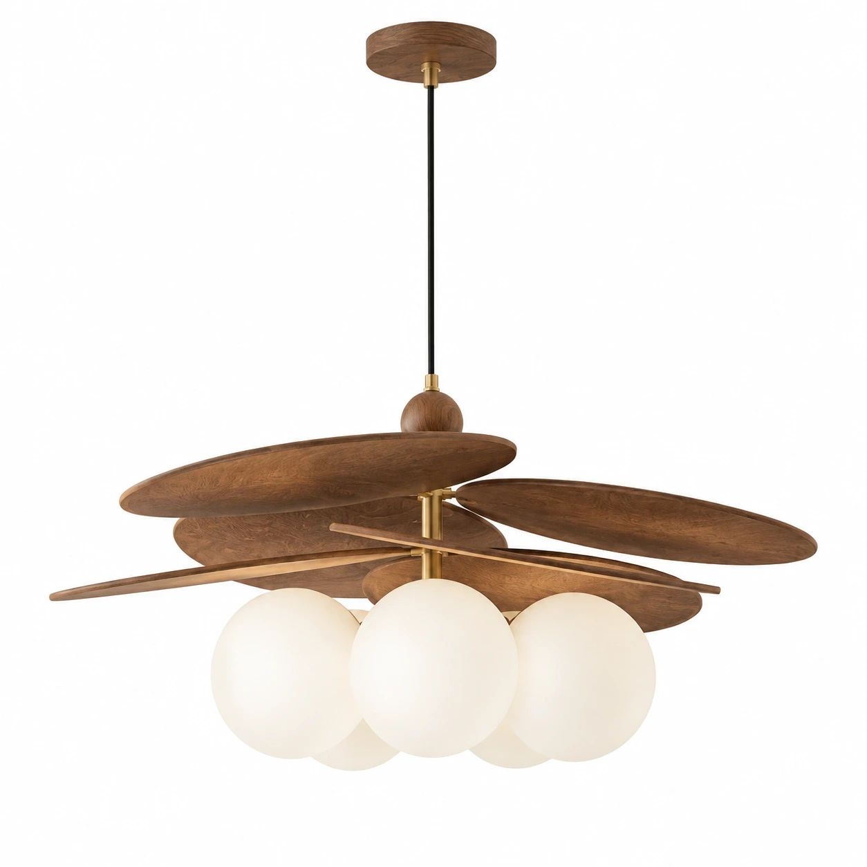 Wushlp Vintage Bean Glass and Metal Pendant Light on a clean white background