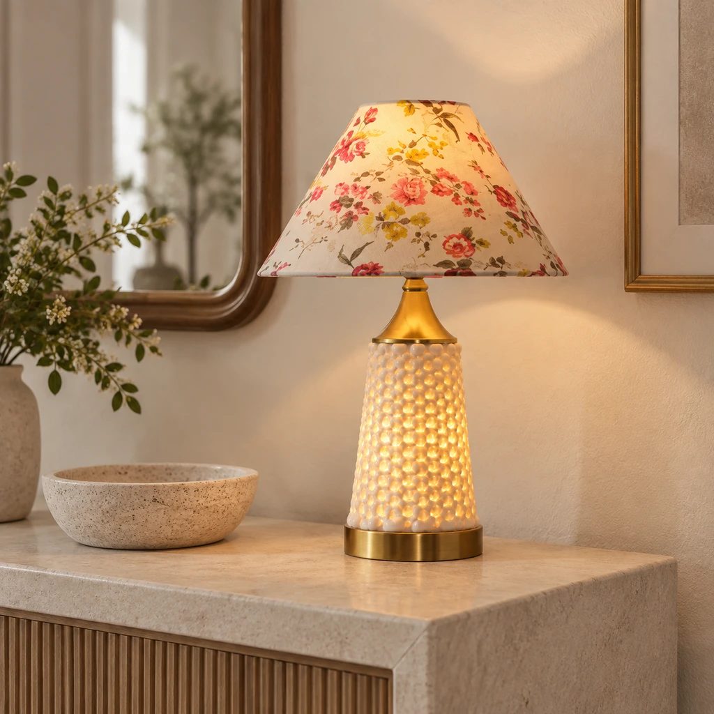 Clara table lamp on an entry console