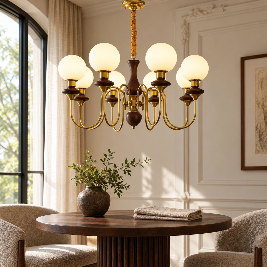 Evelyn globe chandelier in a boutique lounge