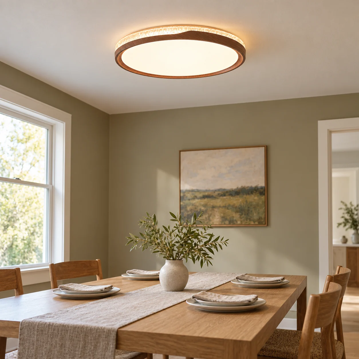 Sienna flush mount ceiling light over dining area