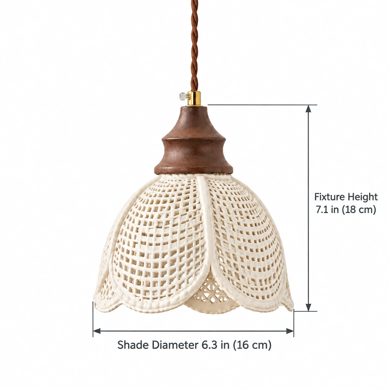 Lina pendant light shade diameter and fixture height