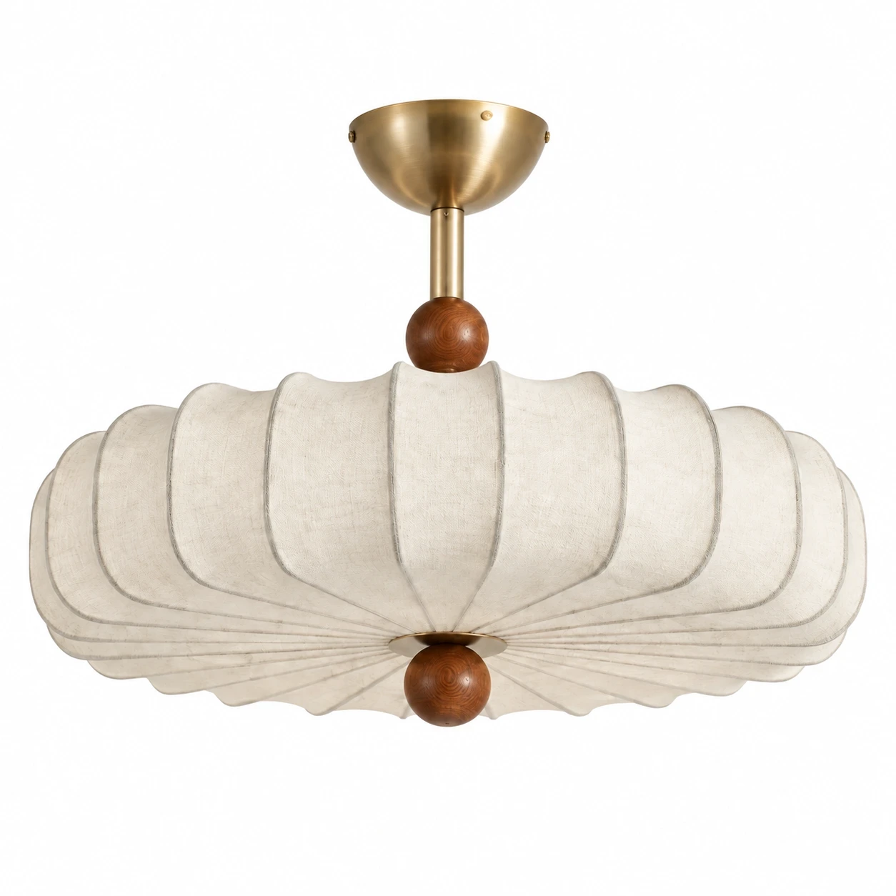 Wushlp Vintage Premium Fabric and Metal Flush Mount Ceiling Light switched off on a white background