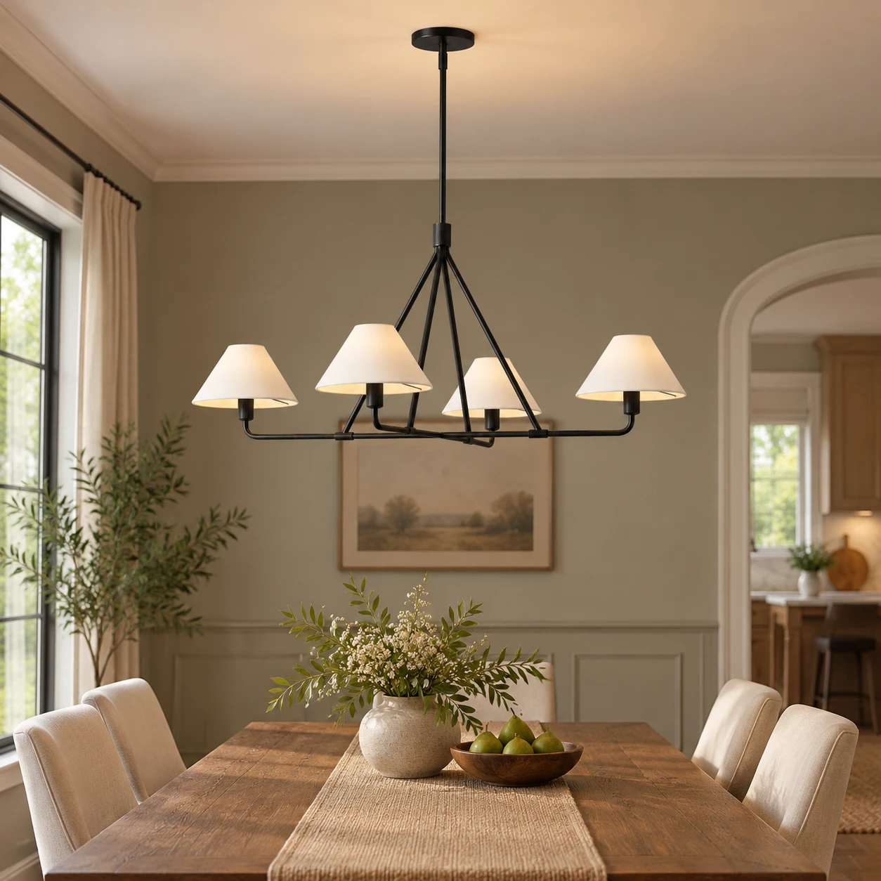Maren Vintage 4-Light Iron Chandelier in a residential interior