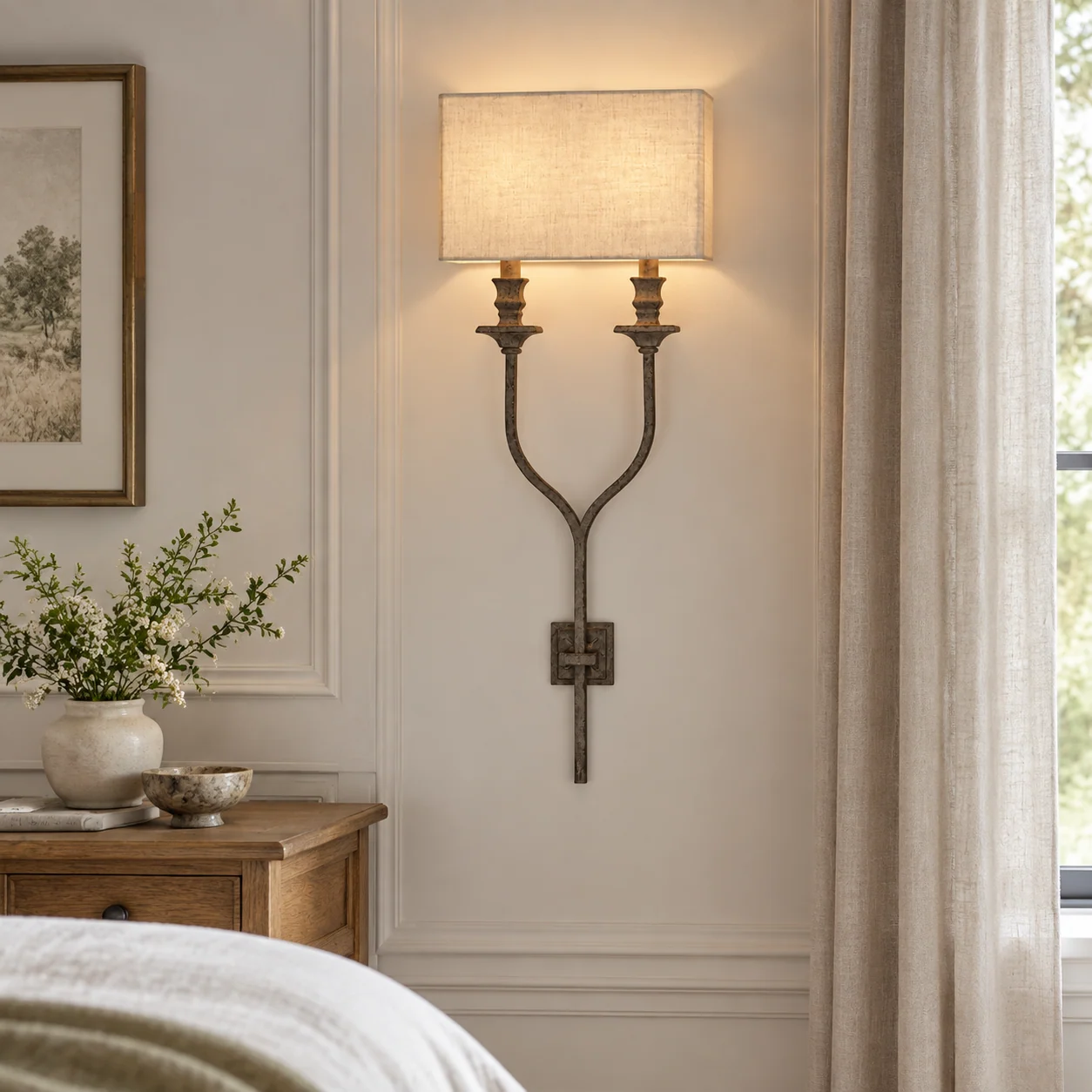 Maeve European 2-Light Iron Wall Sconce — scene