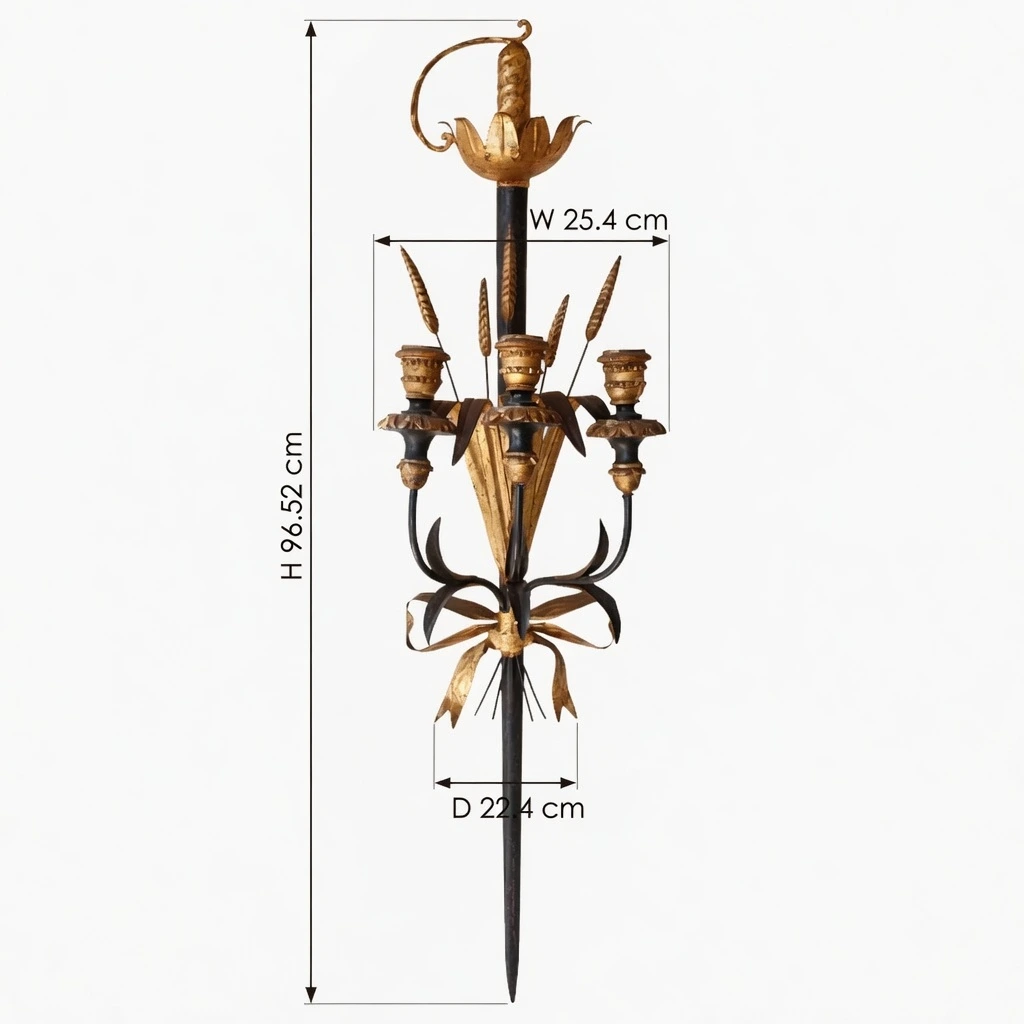 Calla wall sconce dimensions: 96.52 cm high, 25.4 cm wide, 22.4 cm deep