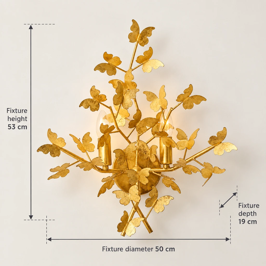 Nora wall light dimensions: diameter 50 cm, height 53 cm and depth 19 cm