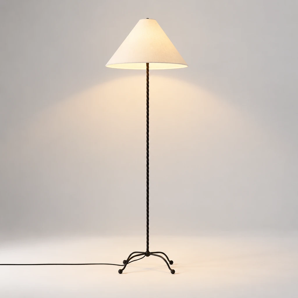 Sage black floor lamp illuminated in a neutral studio