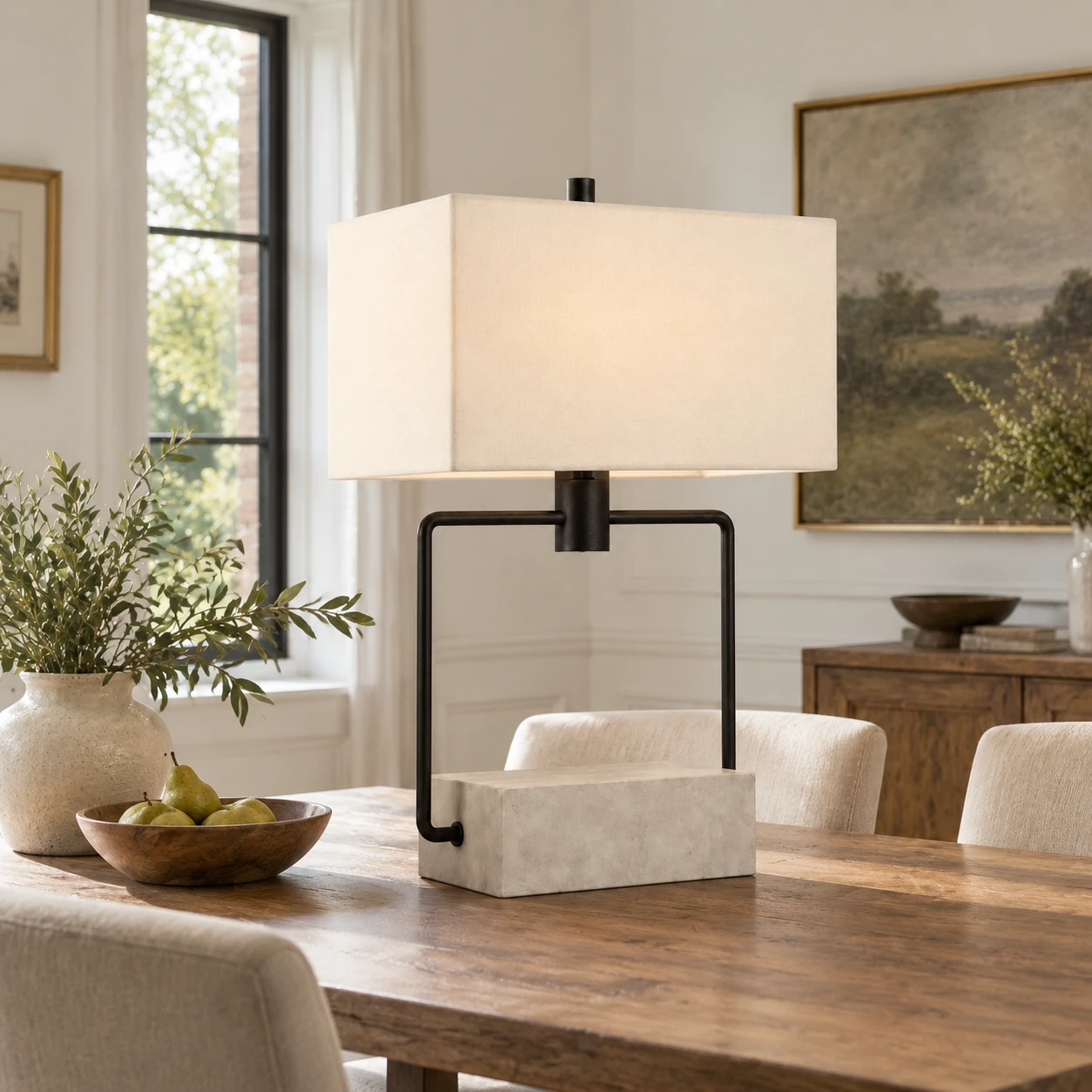 Sophie European Carved Wood Table Lamp in a residential interior