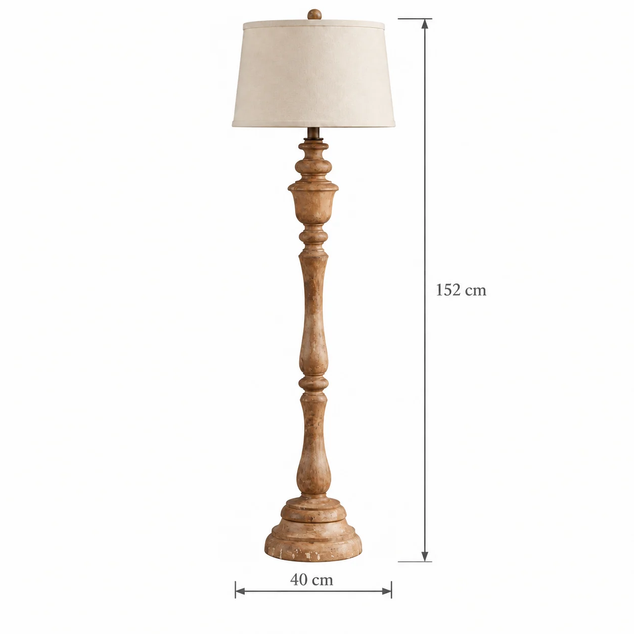 Lucia French Carved Wood Floor Lamp — dimension