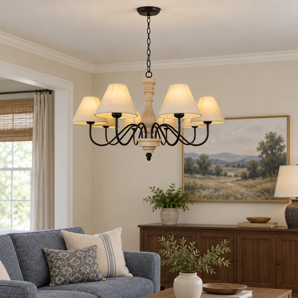 Mara chandelier in a living room