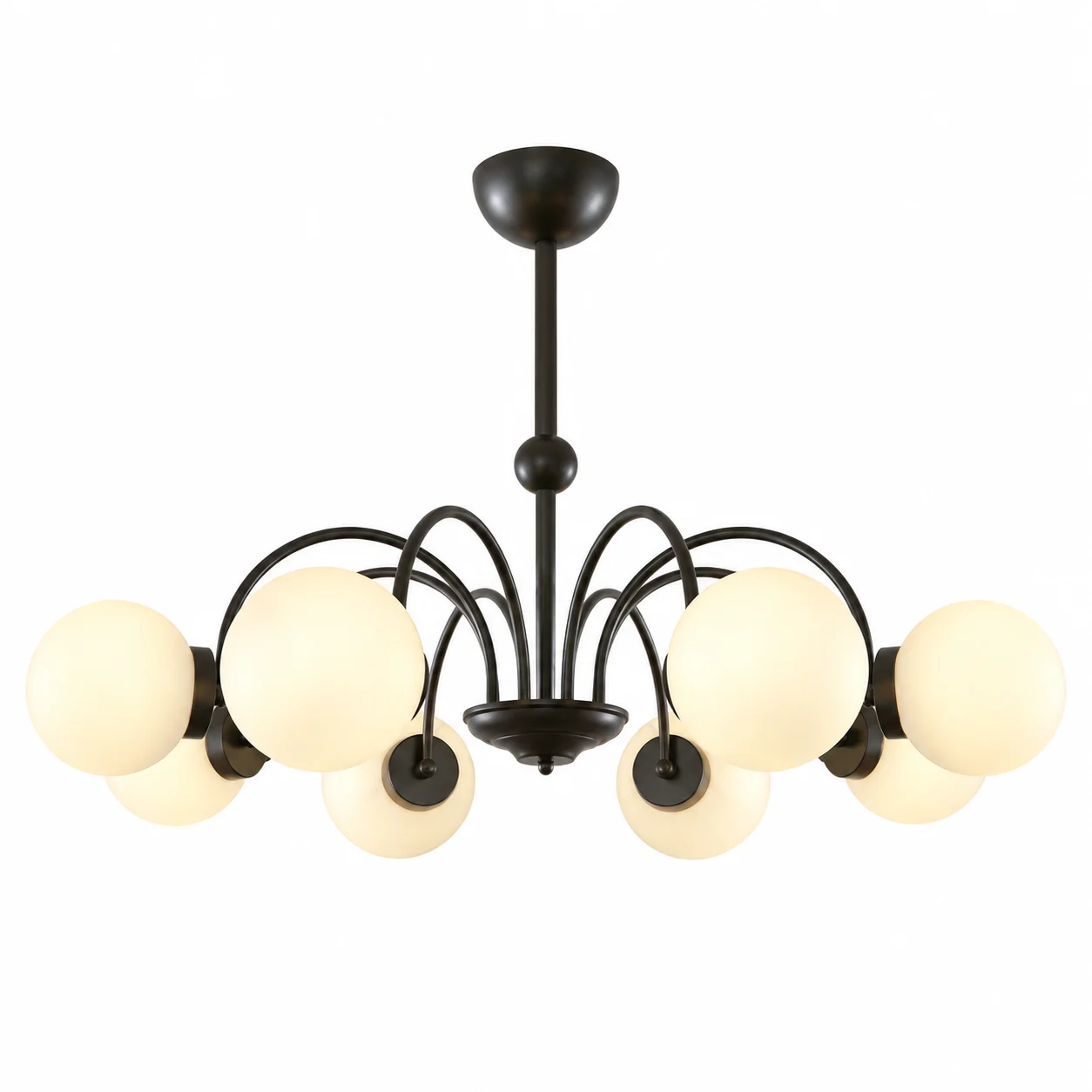 Elise French Vintage Black Glass Globe Chandelier, 85 cm, on a clean white background