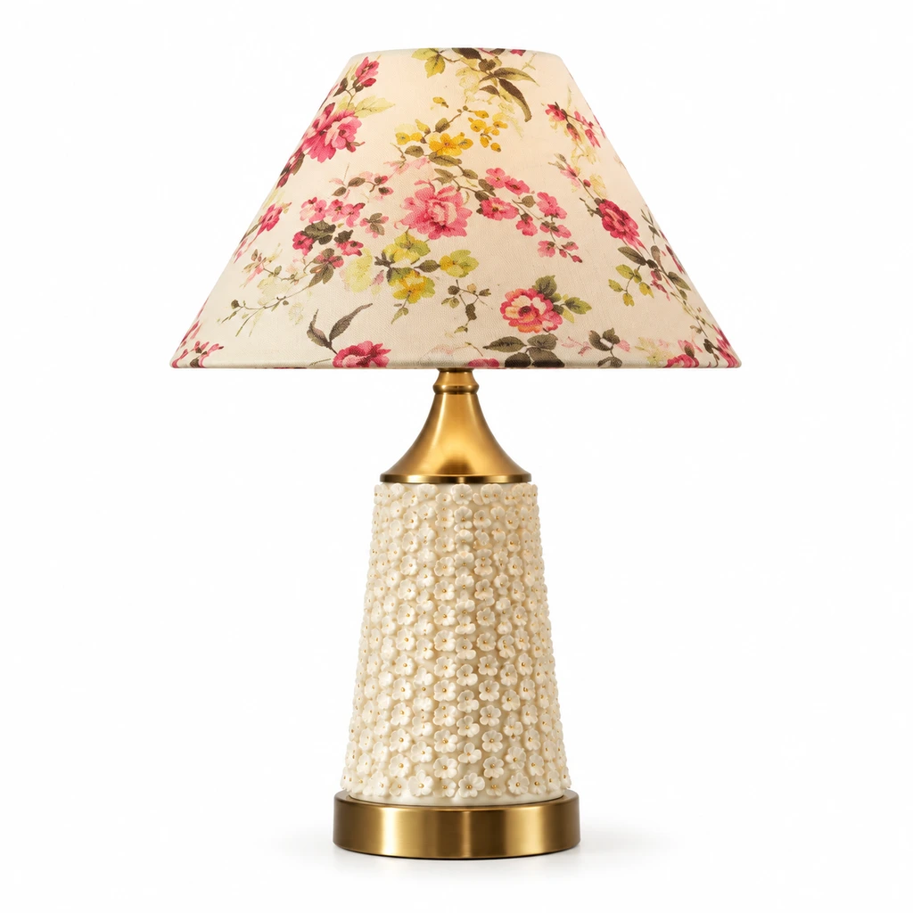Clara textured ceramic table lamp on white