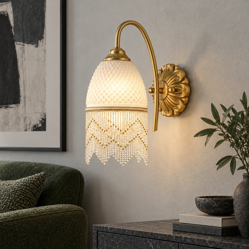 Mara Vintage Tassel Iron Glass Wall Sconce product image 4