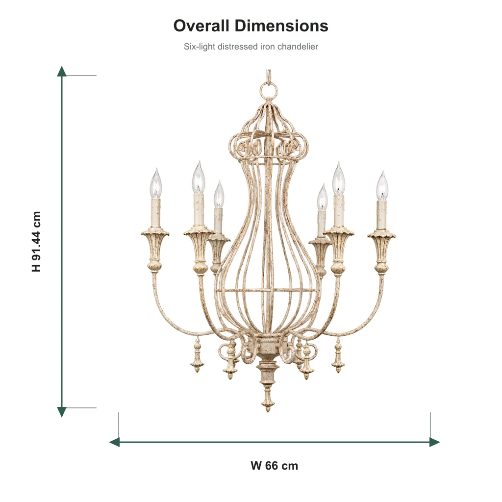 Elowen chandelier dimensions: 91.44 cm high and 66 cm wide