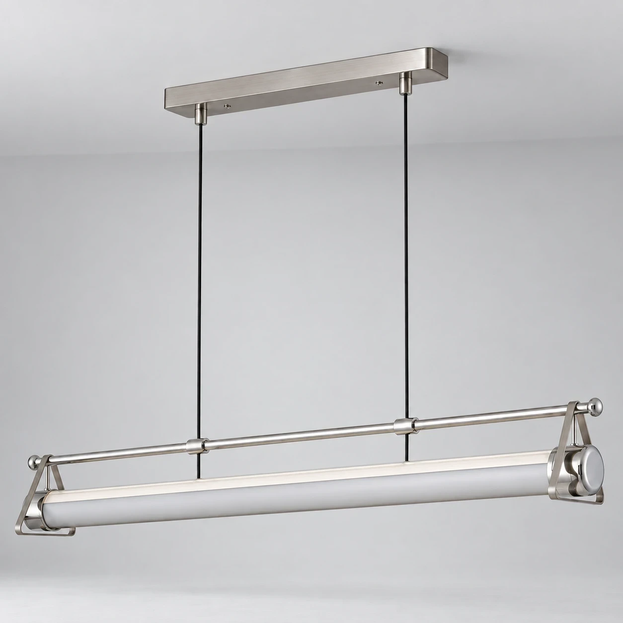 Fengshan Bauhaus Geometric Aluminum Linear Pendant Light switched off in a neutral studio
