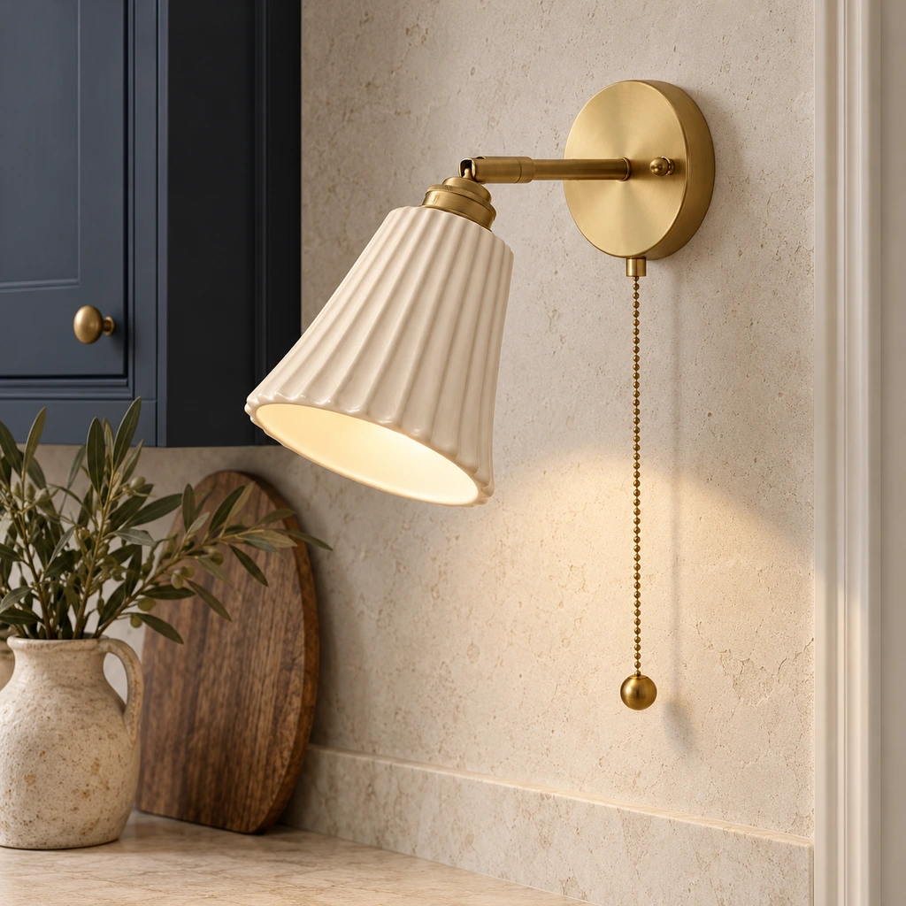 Elena Nordic Ribbed Copper Ceramic Wall Sconce product image 6