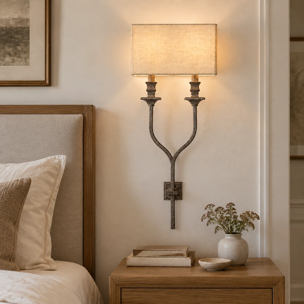 Maeve European 2-Light Iron Wall Sconce — scene