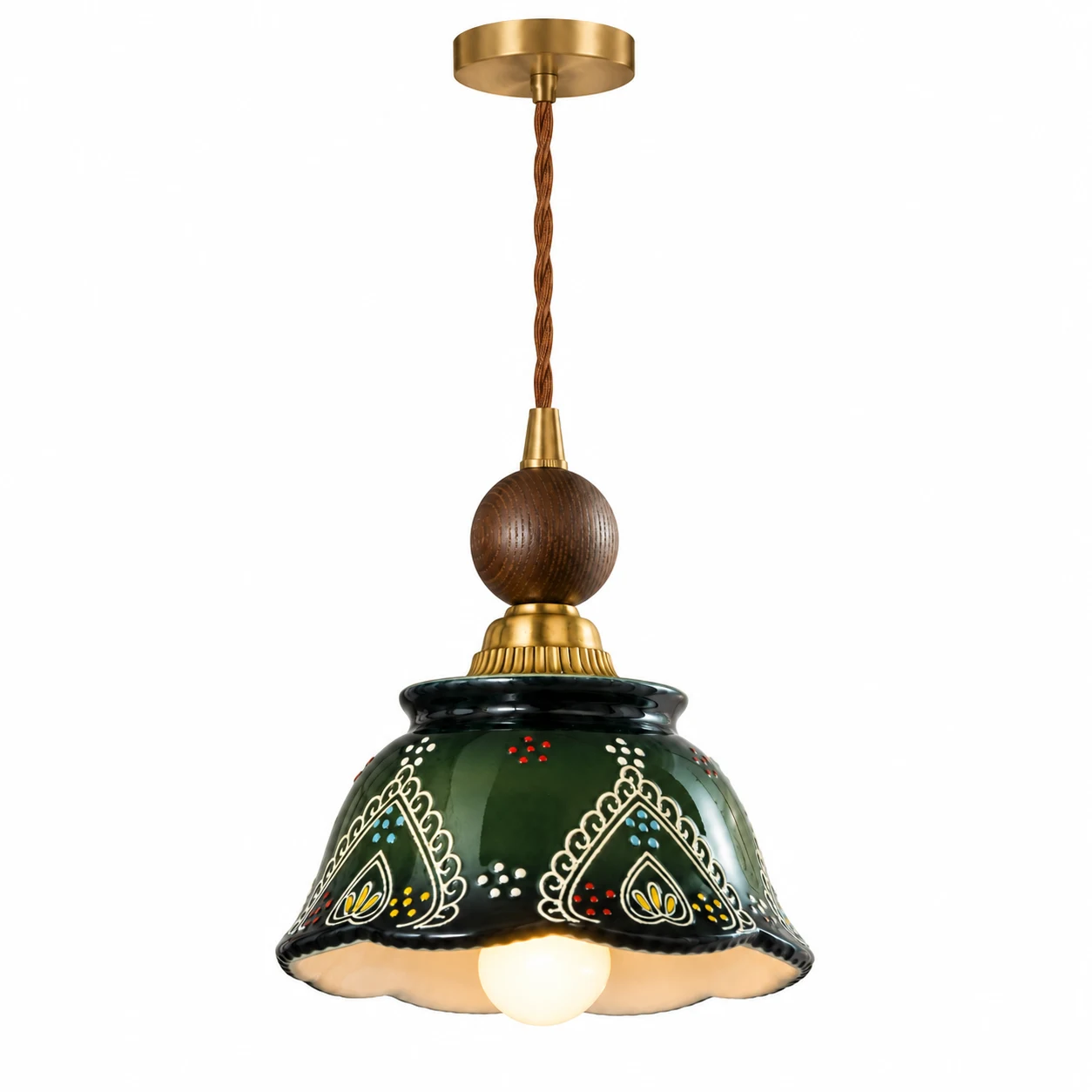 Clara green ceramic pendant three-color version on white