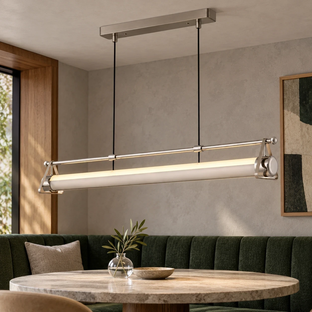 Fengshan Bauhaus Geometric Aluminum Linear Pendant Light in a hospitality setting