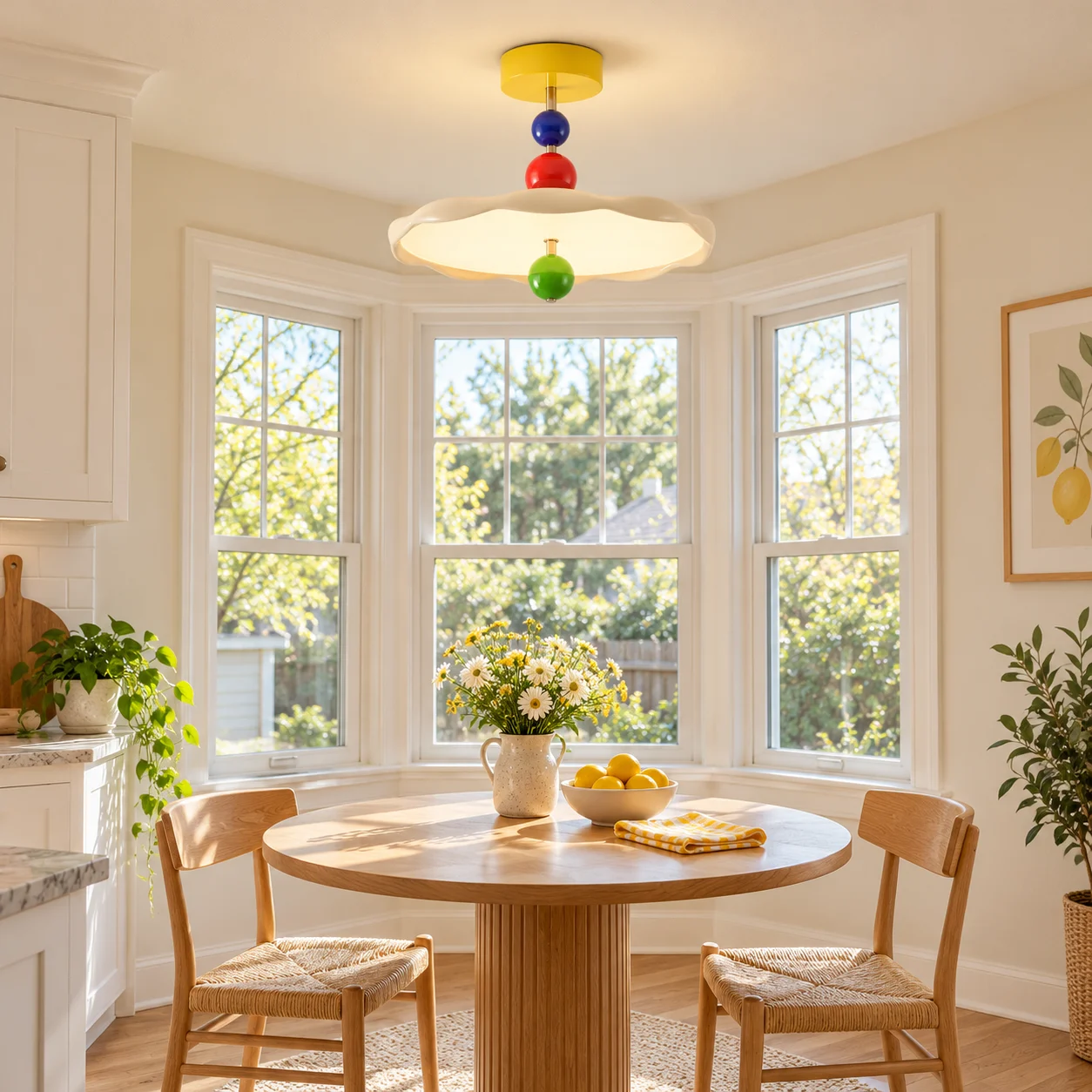Milo Memphis flush mount above a breakfast nook