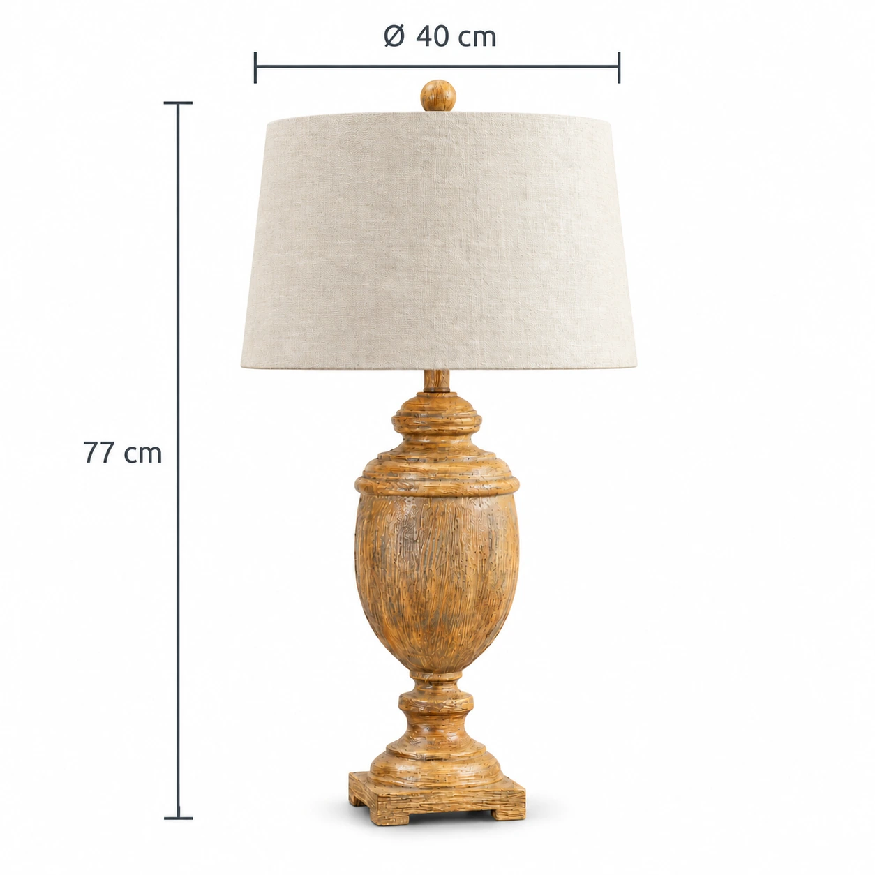 Ellis table lamp dimensions: diameter 40 cm, overall height 77 cm