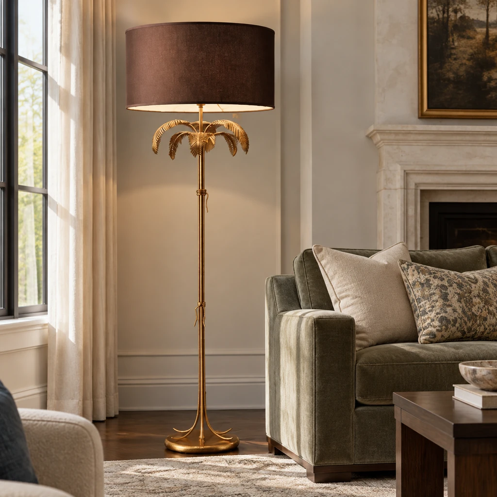 Marina floor lamp in a high-ceiling living room
