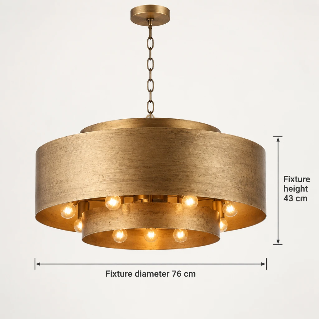 Isla pendant dimensions: diameter 76 cm and fixture height 43 cm