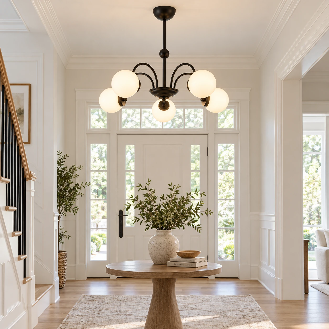 Mado 5-head chandelier in an entry foyer