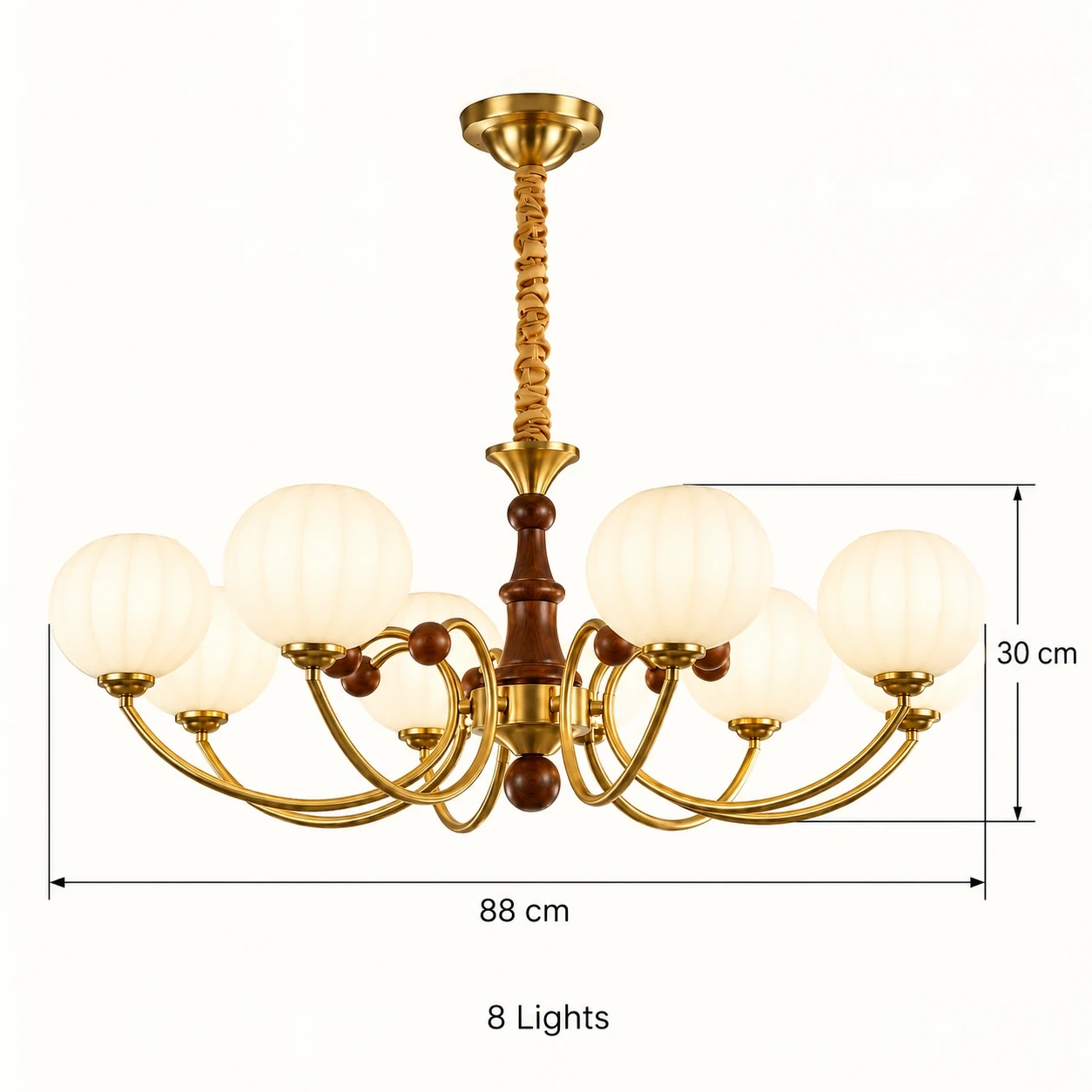 Eight-light configuration diameter 88 cm and fixture height 30 cm
